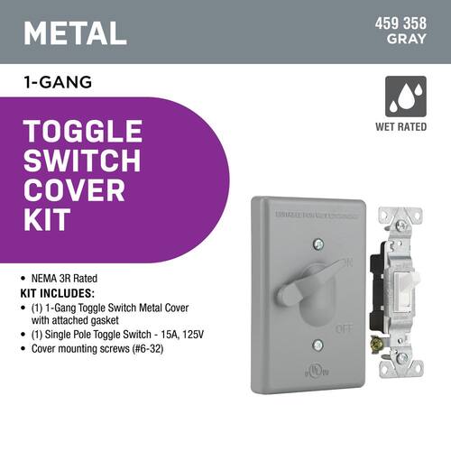 Toggle Switch Cover Kit Metallic Weatherproof 1-Gang, Gray