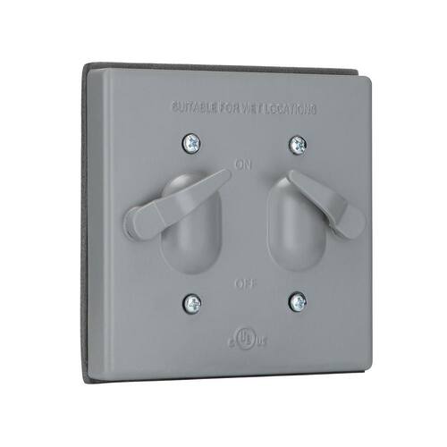 Weatherproof Toggle Switch Cover Kit 2-Gang Metallic, Gray.