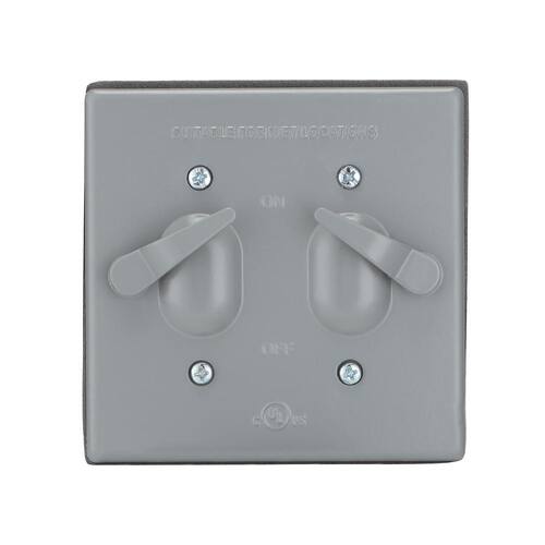 Weatherproof Toggle Switch Cover Kit 2-Gang Metallic, Gray.