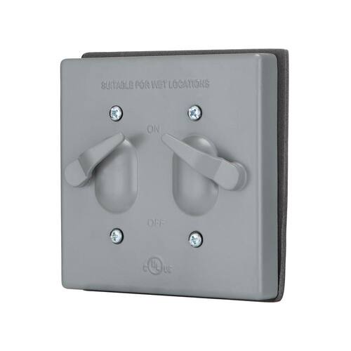 Weatherproof Toggle Switch Cover Kit 2-Gang Metallic, Gray.