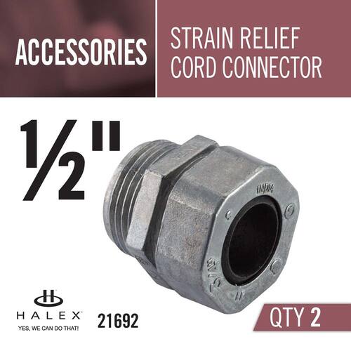 Strain Relief Cord Connectors 1/2 in. (2-Pack) Male