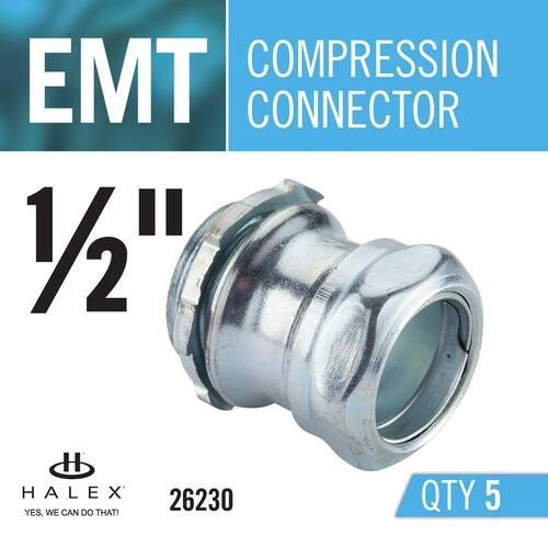 Electrical Metallic Tube (EMT) Compression Connectors 1/2 in. (5-Pack) Male