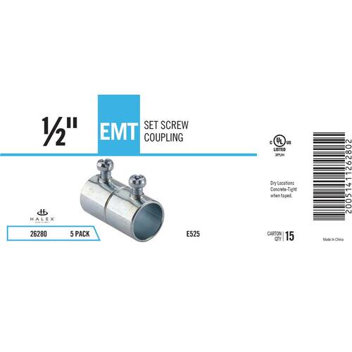 Electrical Metallic Tube (EMT) Set-Screw Coupling 1/2 in. (5-Pack)