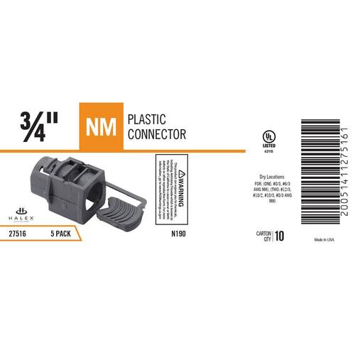 Standard Fitting Non-Metallic (NM) Cable Connector 3/4 in. (5-Pack)