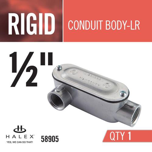 Rigid Type LR Threaded Conduit Body with Cover and Gasket 1/2 in.