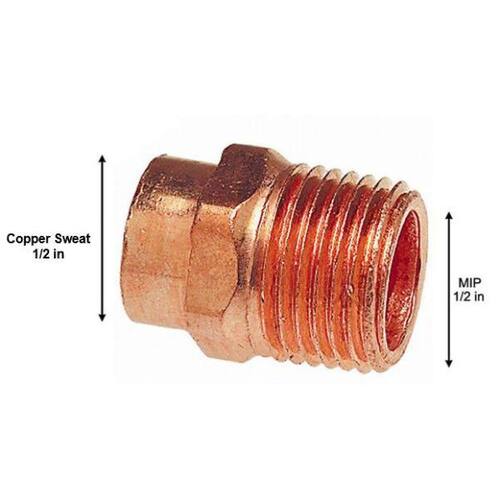 Pressure Adapter Copper Cup 1/2 in. x MIP Male 10-Pack