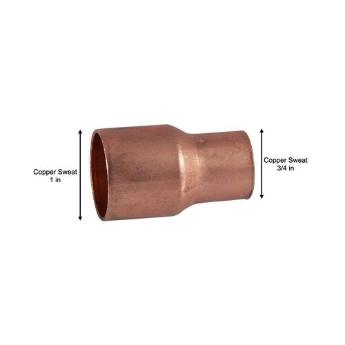 Copper Fitting Coupling 1 in. x 3/4 in. Lead Free PSI-494