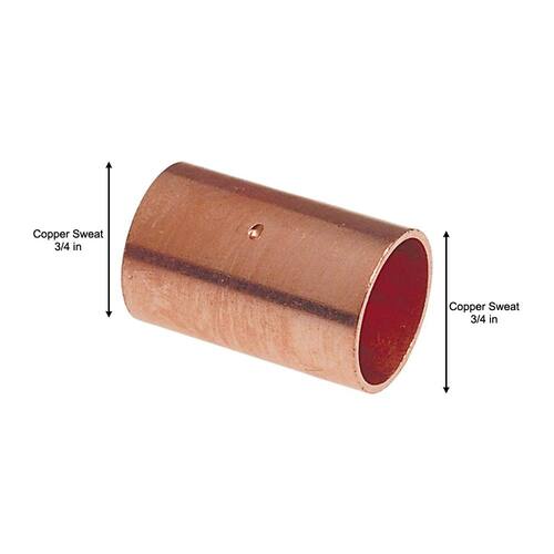 Copper Coupling with Stop Fitting 3/4 in. Pressure Cup x Cup