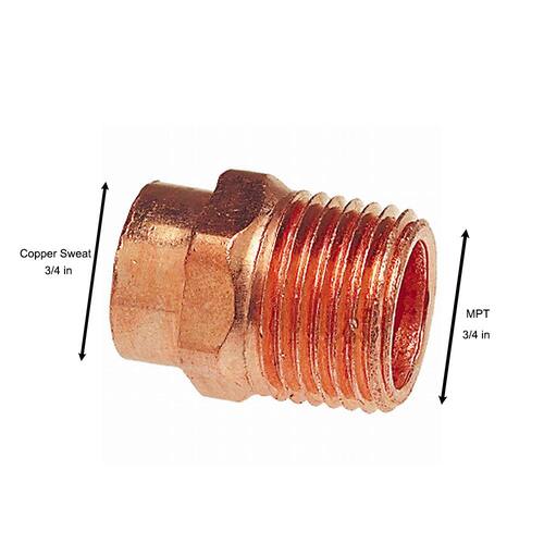 Copper Pressure Male Adapter 3/4 in. C x MPT