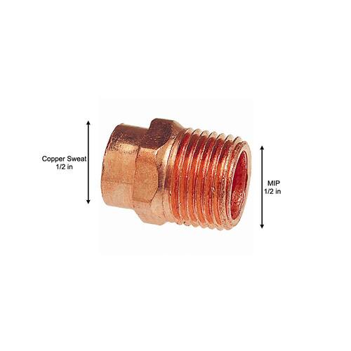 Copper Pressure Male Adapter Fitting 1/2 in. Cup x MIP