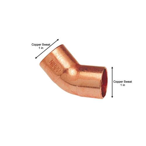 Copper Pressure 45-Degree Elbow Fitting 1 in. Cup x Cup