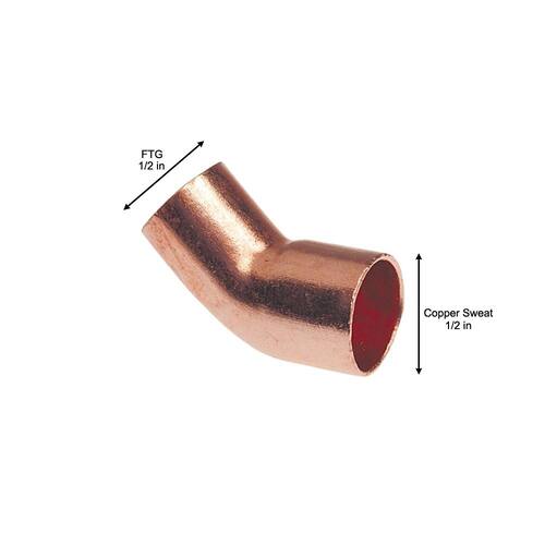 Copper Pressure Fitting 1/2 in. 45-Degree Cup Street Elbow