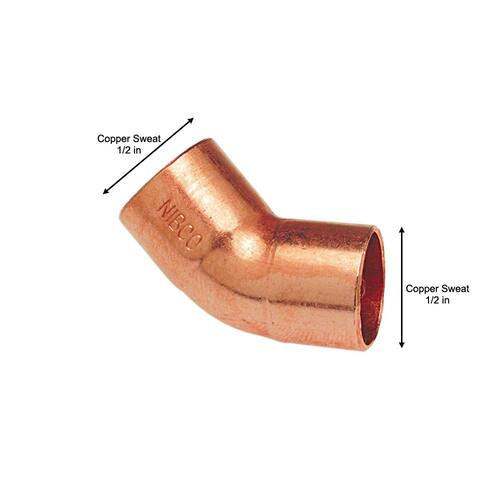 Copper Pressure Elbow Fitting 45-Degree Cup x Cup 1/2 in.