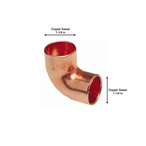 Copper Pressure 90-Degree Cup x Cup Elbow Fitting 1-1/4 in.