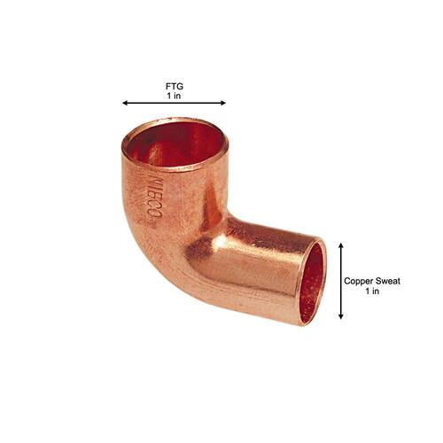 Copper Pressure 90-Degree Fitting x Cup Street Elbow 1 in.