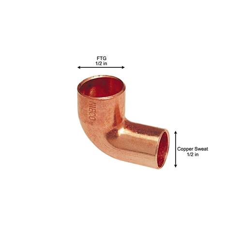 Copper Fitting Elbow 1/2 in. x 1/2 in. Lead Free PSI-722