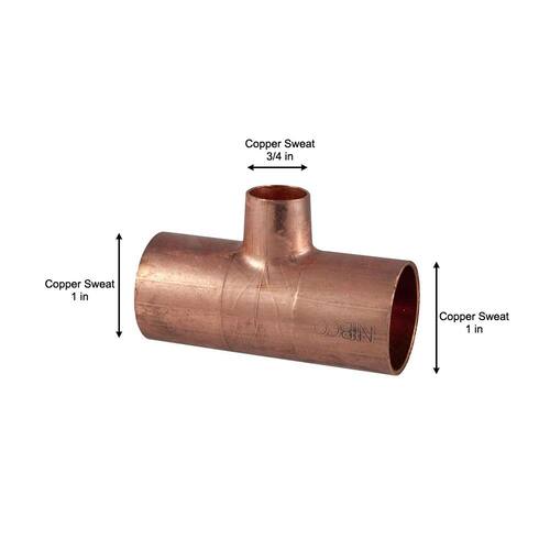 Copper Fitting Tee 1 in. x 1 in. x 3/4 in. Lead Free PSI-494