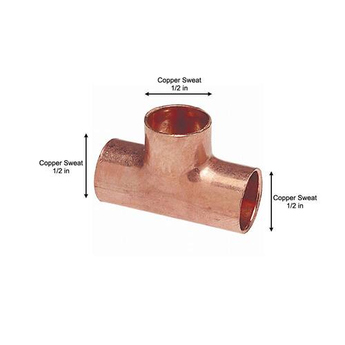 Copper Fitting Tee 1/2 in. x 1/2 in. x 1/2 in. Lead Free PSI-722