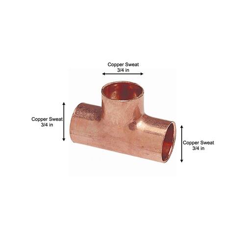 Copper Fitting Tee 3/4 in. x 3/4 in. x 3/4 in. Lead Free PSI-582