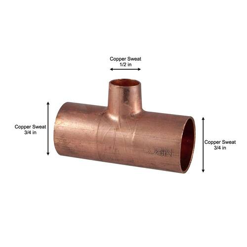 Copper Fitting Tee 3/4 in. x 3/4 in. x 1/2 in. Lead Free PSI-582