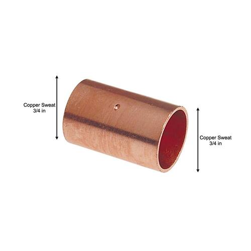 Copper Pressure Coupling with Stop Fitting 3/4 in. Cup x Cup 10-Pack