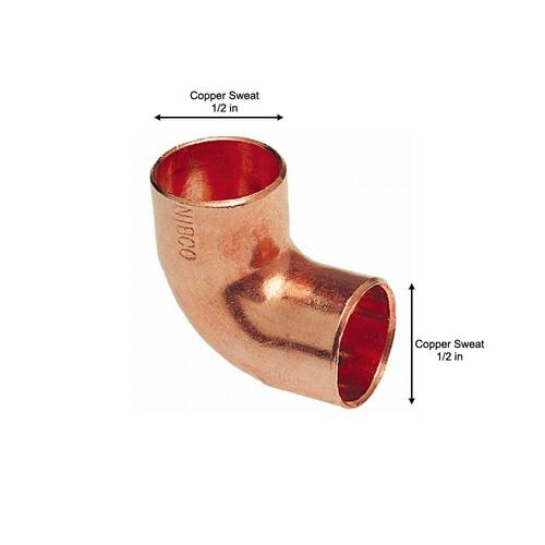 Copper 90-Degree Cup x Cup Elbow 1/2 in. x 1/2 in. 10-Pack