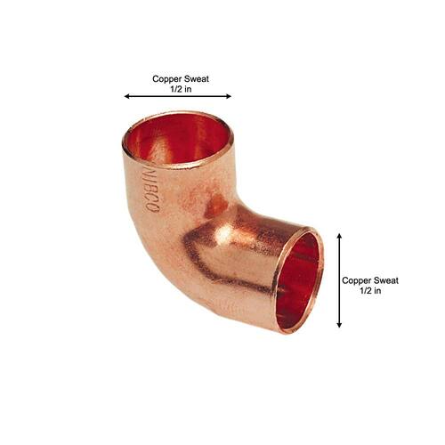 Copper Elbow Fitting 1/2 in. 90-Degree Cup x Cup Wrot Pro Pack (50-Pack)