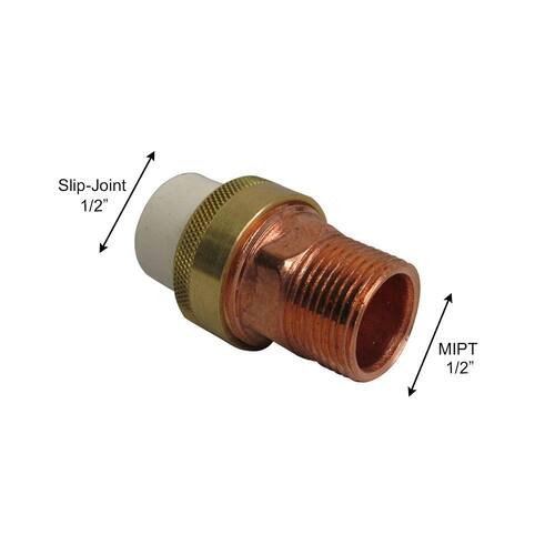 Copper Union 1/2 in. x 1/2 in. Lead Free PSI-400 Male