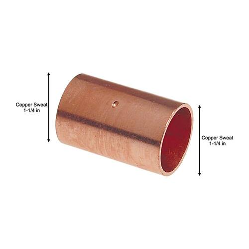 Copper Pressure Cup x Cup Coupling 1-1/4 in. With Dimple Stop Fitting