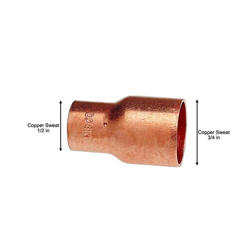 Copper Pressure Coupling 3/4 in. x 1/2 in. C x C with Stop