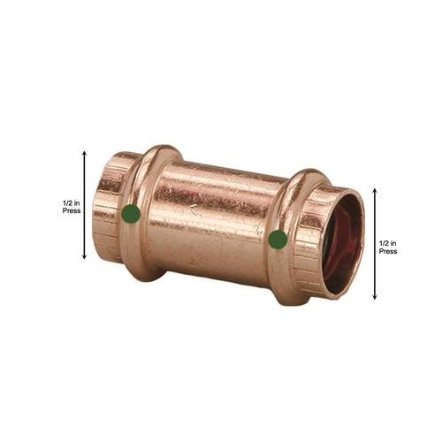 Copper Coupling 1/2 in. Press No Stop (10-Pack)