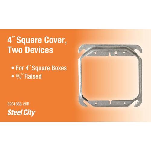 Square Box Mud-Ring 4 in. 2 Device 5/8 RSD