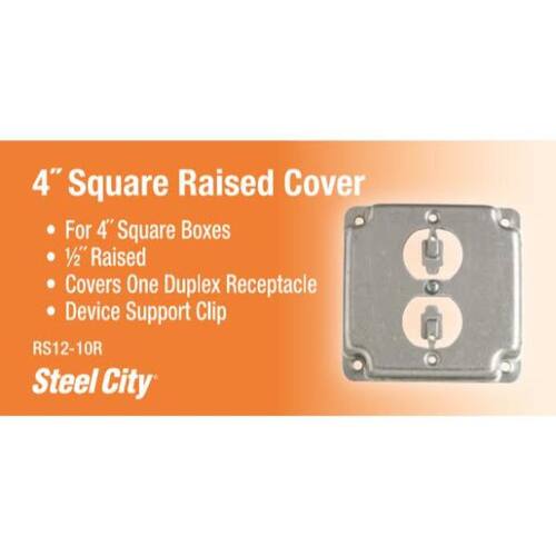 Receptacle Cover Raised 4in. Square Single Duplex 1/2 in.