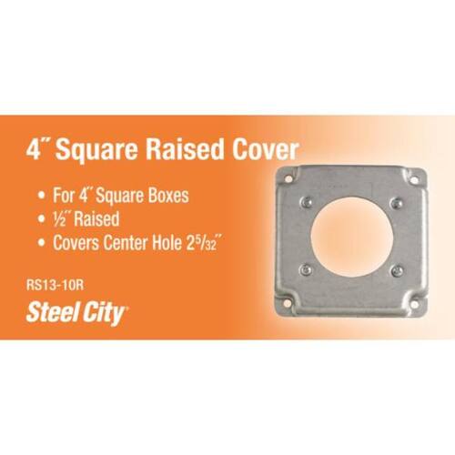 Square Cover Raised 4in. For 30 or 50 Amp Receptacle 1/2 in.