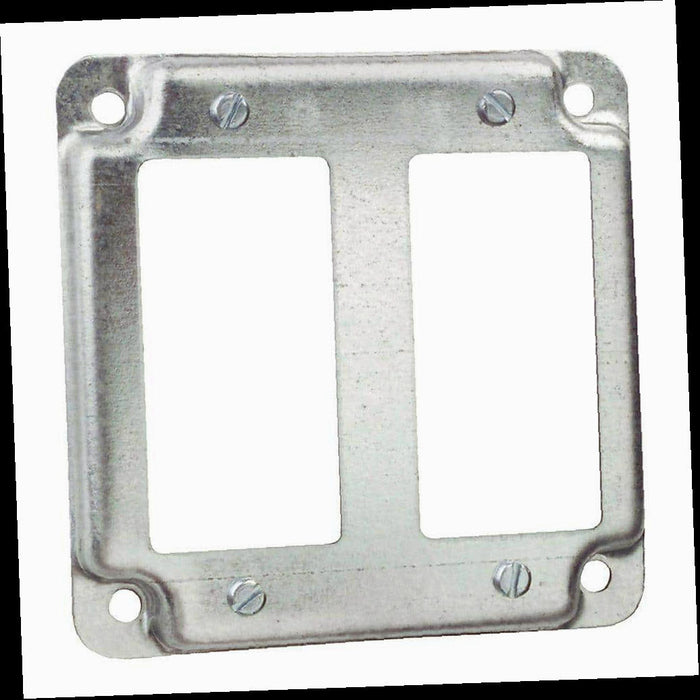 Steel Metallic Box Cover 4 in. Square for 2 GFCI Receptacles