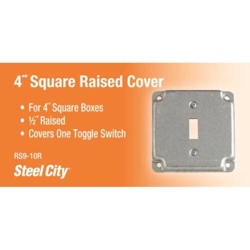 Box Cover Square 4 in. for Single Toggle Switch Receptacle