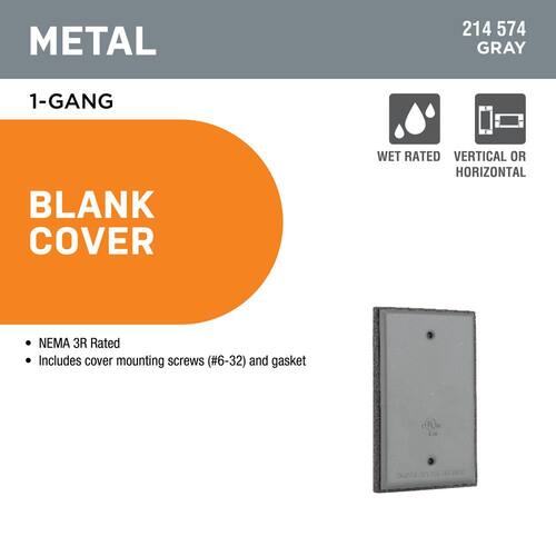 Weatherproof Cover Blank 1-Gang Metallic Gray