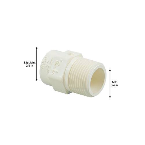 CPVC Fitting Adapter 3/4.in x 3/4.in Solvent Cemented PSI-400 Male