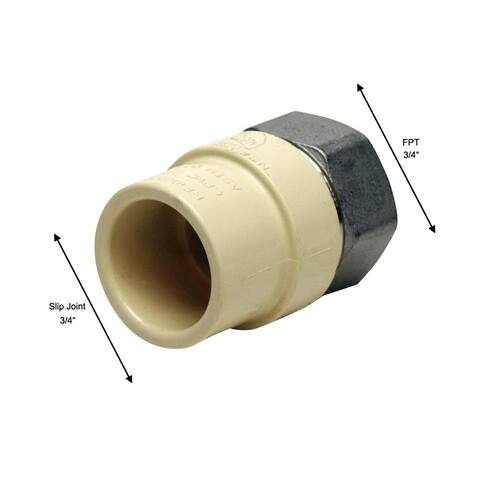 CPVC Adapter 3/4.in x 3/4.in Slip Joint PSI-400 Female