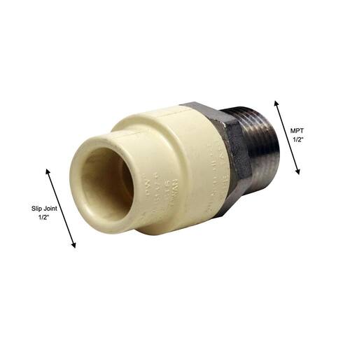 CPVC Adapter 1/2.in x 1/2.in Slip Joint PSI-400 Male