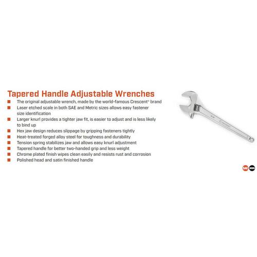 Chrome Adjustable Wrench, 18 in.