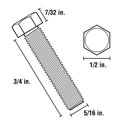 Hex Bolt 5/16 in.-18 tpi x 3/4 in. Zinc-Plated