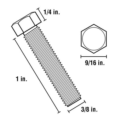 Hex Bolt 3/8 in.-16 tpi x 1 in. Zinc-Plated