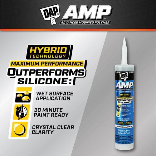 All Weather Sealant, AMP Advanced Modified Polymer, Crystal Clear, Window, Door and Siding, 9 oz.