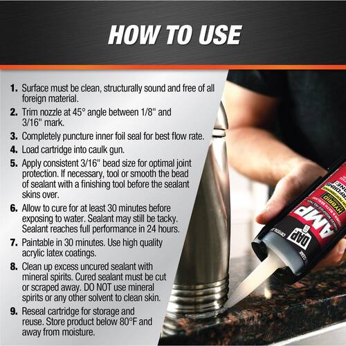 Kitchen and Bathroom Sealant, AMP Advanced Modified Polymer, Crystal Clear, 9 oz.