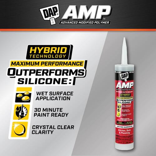 Kitchen and Bathroom Sealant, AMP Advanced Modified Polymer, Crystal Clear, 9 oz.