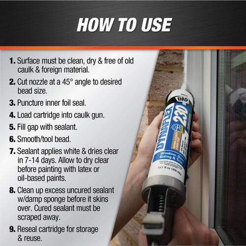 Elastomeric Sealant, Dynaflex 230, Premium, Clear, Exterior/Interior, Window, Door and Trim, 10.1 oz.