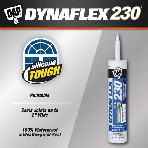 Elastomeric Sealant, Dynaflex 230, Premium, Clear, Exterior/Interior, Window, Door and Trim, 10.1 oz.