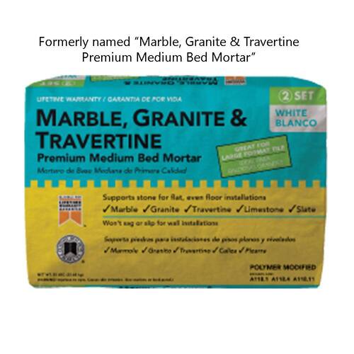 White Premium Thinset Mortar for Natural Stone and Large Tile - 50 lb