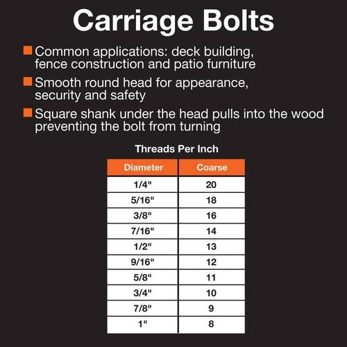 Deck Exterior Carriage Bolt 1/2 in. -13 x 10 in. Black